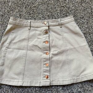 Forever 21 Beige Button-Front Mini Skirt